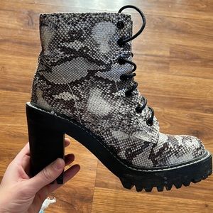 Snakeskin booties